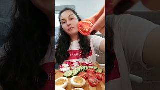 Mukbang with vegetables 🥒🍅🥚 #mukbang