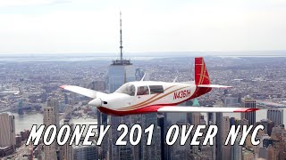 Mooney M20J Over NYC - Outside View