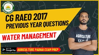 Water Management | CG RAEO Previous Year questions | RAEO 2017 |  By Chetan Sir