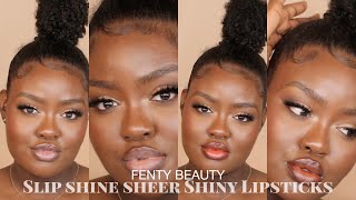 FENTY BEAUTY SLIP SHINE SHEER SHINY LIPSTICKS | SWATCHES AND REVIEW