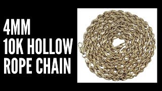 4mm 10K Hollow Rope Chain