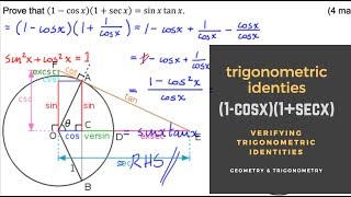 Proving a Trigonometric Identity - (1-cosx)(1+secx)=sinxtanx