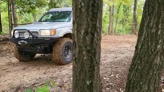 pulling up to the campsite, muddy day!