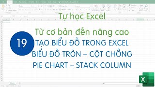 Tự học excel - Bài 19 - PIE CHART - Biểu đồ tròn và cột chồng thể hiện tỷ lệ