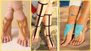 Latest Beautiful Hand Crochet Barefoot Sandals Foot Jewelry Easy knitted Pattern  Design