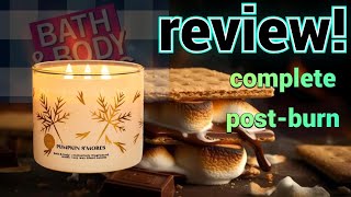 Bath & Body Works Pumpkin S'mores candle entire post-burn review (+ a little under the candle lamp)