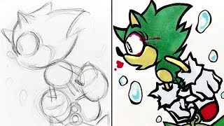 How To Draw and Paint [Sonic Drowing] - Friday Night Funkin