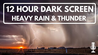 THUNDER and RAIN Sounds for Sleeping BLACK SCREEN | Sleep and Relaxation | Dark Screen Nature Sounds