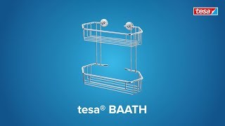 How to apply the chromed, round tesa® Baath metal shower caddy