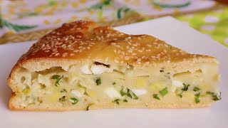 НЕЖНЫЙ заливной пирог на кефире 🥧С луком и яйцом|Минутное тесто!