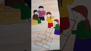 Beautiful easy composition painting class 12th | painting for class 12th | composition painting #art