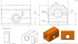 CATIA V5 Tutorial Beginner #6 - Sketch, Pad, Hole, Chamfer