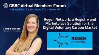 "A Registry and Marketplace Solution for the Digital Voluntary Carbon Market" with Regen Network