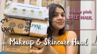 New MAKEUP & SKINCARE haul | Nykaa pink sale haul | Mamaearth lipstick | hair serum