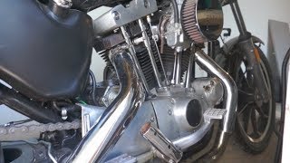 Drag Pipes vs. Mufflers (Idle) Harley Ironhead