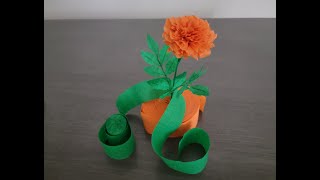 Marigold flower from crepe paper