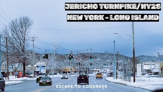 Driving westbound on the Jericho Turnpike – Snow Day