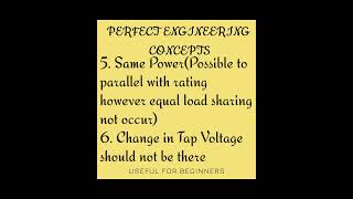 Conditions for paralleling of Transformers #electrical #electricalcircuit