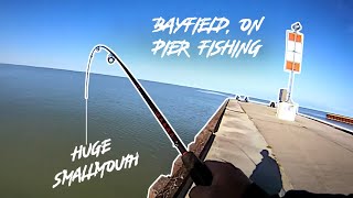 HUGE Small Mouth Bass Breaks Me Off! Bayfield Pier, Lake Huron, ON