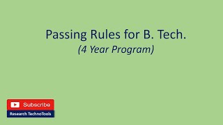 Passing Rules for B Tech | Exam Pattern | SGPA/CGPA