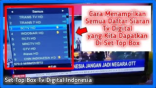 Menampilkan semua daftar siaran tv digital di set top box yang kita dapatkan untuk beberapa merk STB