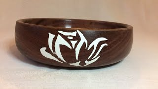 Wood turning - First time turning Purple heart bowl + engraving and Milliput! Epoxy putty