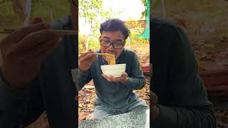 The man eats noodles yummy#eating #noodles