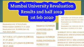 Mumbai University Revaluation Results || 2nd half 2019 || arts , science, commerce, engineering .