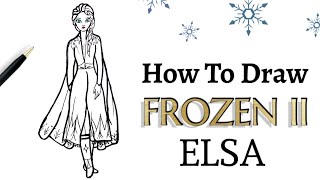 ELSA'S NEW DRESS ~ How To Draw EASY! From Disney's Frozen 2 NEW Movie | Step-by-step Tutorial