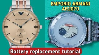 How to change the battery Emporio Armani  AR-2070 watch | AR watch repair