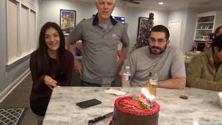 181223 JT Greg Clark blows out candles on his Chocolate Doberge Cake from Gambino's