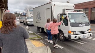 Handing Out Flowers Along South Tacoma Way | Valentine's Day 2022