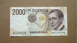 2000 Italian Lire Banknote (Two Thousand Italian Lire / 1990), Obverse and Reverse