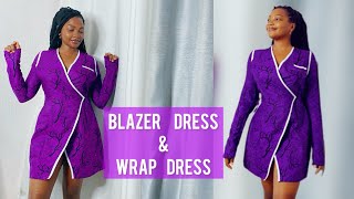 Blazer Dress/Kimono Dress Cutting and Stitching. Very simple and quick. Kimono DIY #blazerdressDIY