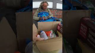 Homeless man surprised backpack   With food for few days #helpingothers