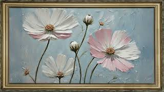 FRAME TV ART SCREENSAVER SILENT WALLPAPER 3D ABSTRACT FLOWER PAINTING INTERIOR ART 4K DAISIES