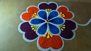 Karthigai deepam 🌻simple rangoli designs 3*2🌻easy flowers kolam🌻 newyear festival🌻Amazing rangoli