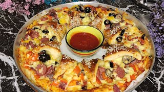 فطيرة البيتزا بحشوة خطيييييره🍕مش هتبطلى تعمليها😋