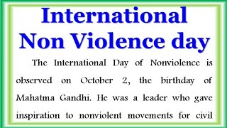 International Non violence day in English 2024 essay on non violence day English Non violence speech