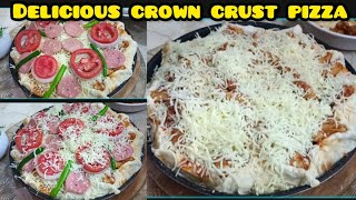 Cheezious Crown Crust Pizza at Home🍕| Homemade Pizza with White Sauce