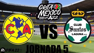 América vs Santos Laguna Jornada 5 Apertura 2022. (Simulación FIFA 22).