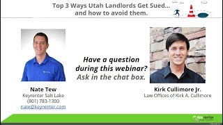 Top 3 Ways Utah Landlords Get Sued, and how to avoid them. - Webinar