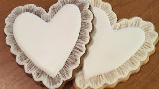 Lacy Brush Embroidery Heart Cookie!