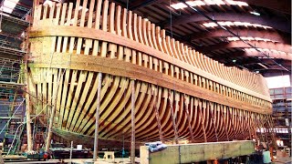 Amazing luxury wooden ship building process  Incredible modern wooden yachts assembling construction