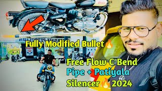 Fully Modified Bullet Classic 350🔥 || Free Flow C Bend Pipe + Patiyala Silencer2024❤️|| Back Faire🔥