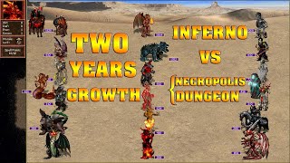 Heroes 3 COMBAT Two years growth Inferno vs Necropolis and Dungeon