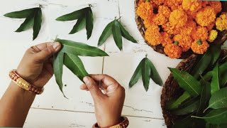 Navratri Special/Easy Mango Leaf Decoration Ideas for puja/4 Door Wall Mango Leaves decoration