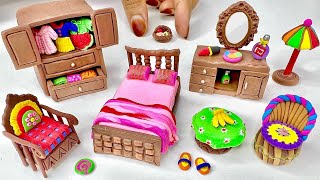 DIY How To Make Polymer Clay Miniature Furniture with Dressing Table, Bed, Sofa |Miniature Furniture