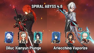 C0 Diluc Xianyun Plunge | C0 Arlecchino Vaporize | New Spiral Abyss 4.6 Floor 12 | Genshin Impact