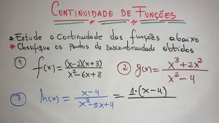 Continuidades de Funções: Classificação dos Pontos de Descontinuidade